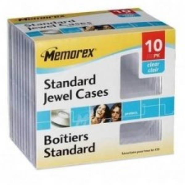 Memorex Standard CD Jewel Case, 10mm, 10/PK, Clear