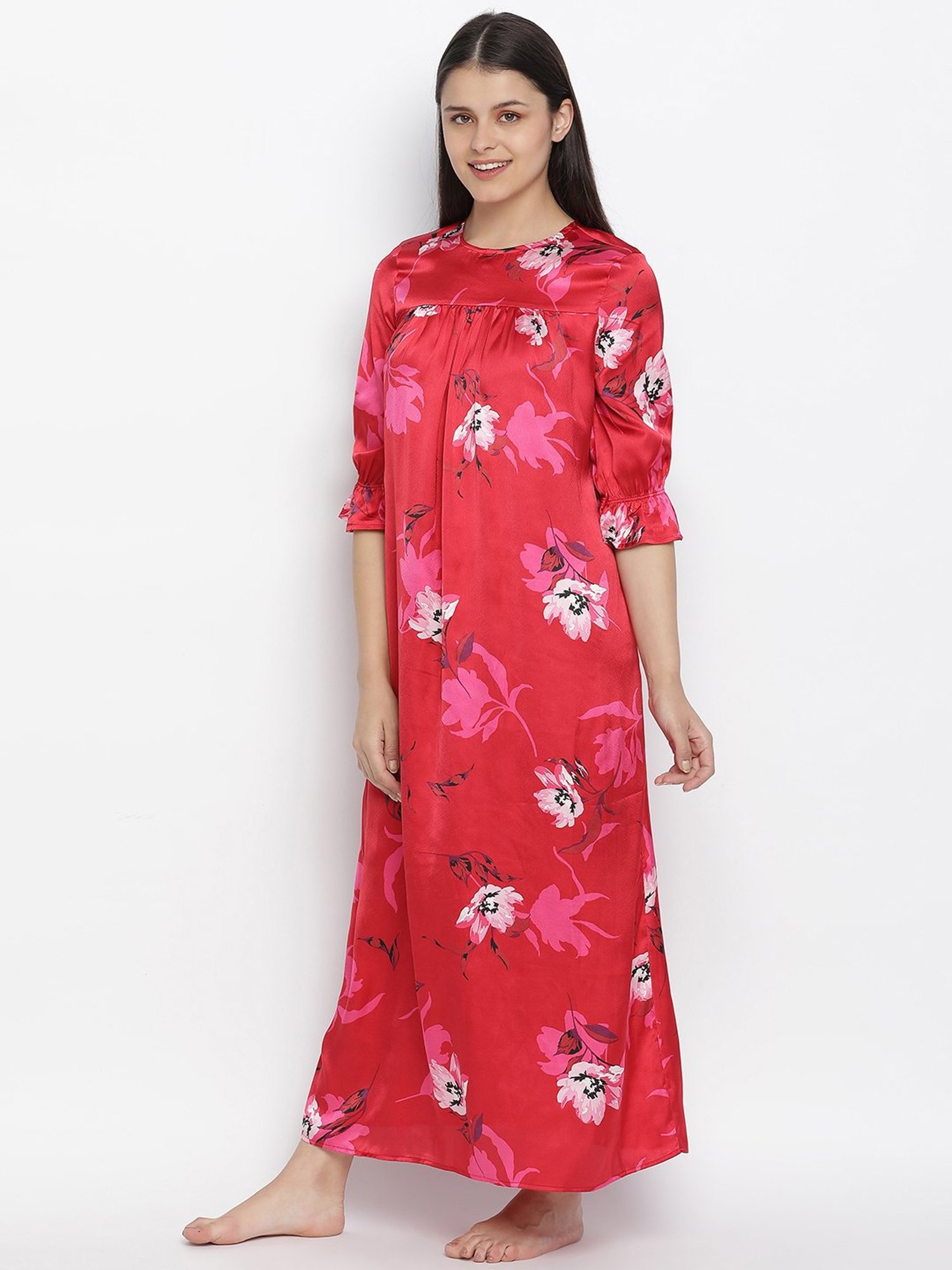 Oxolloxo Pink Floral Print Nighty
