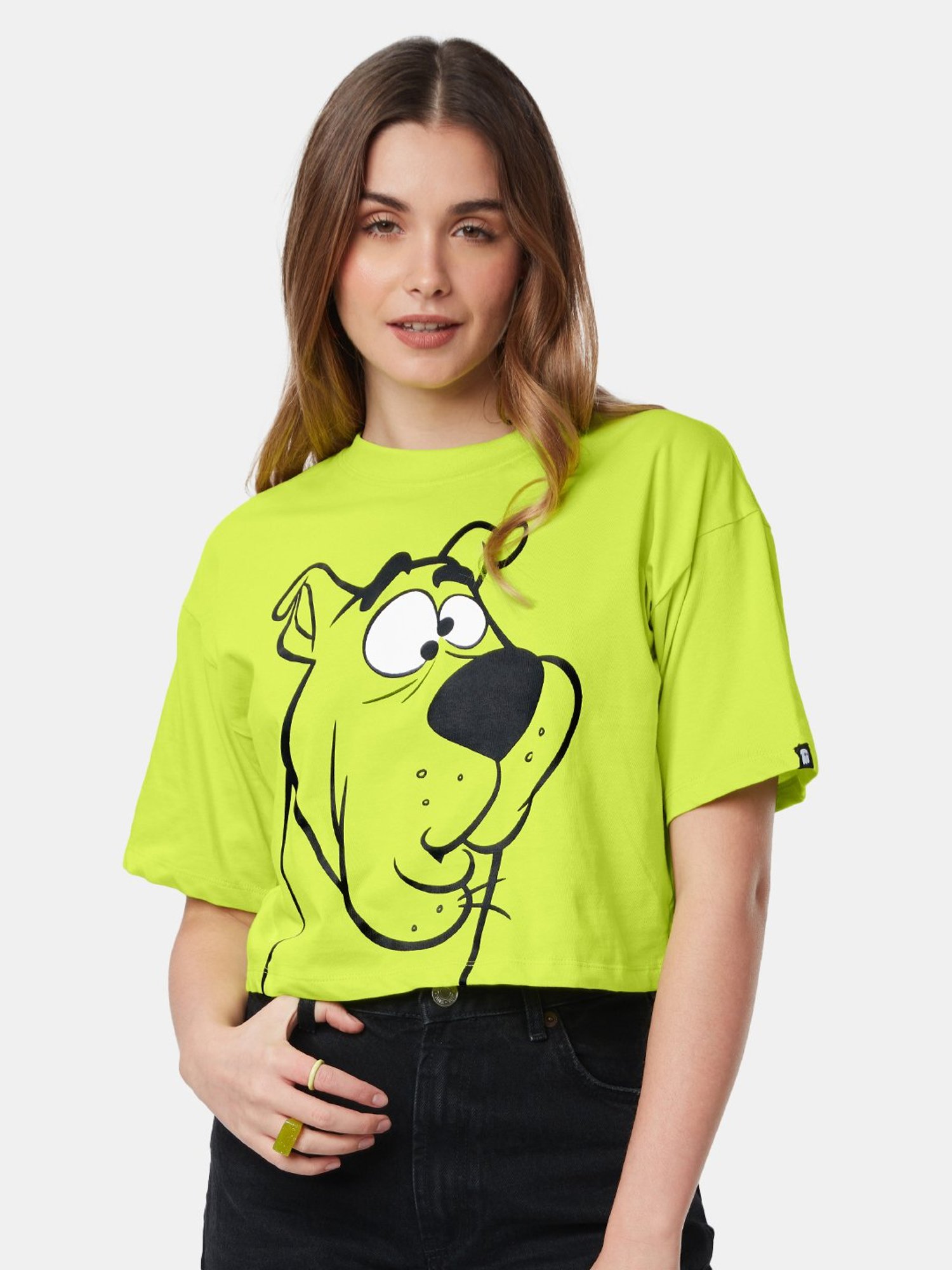 The Souled Store Lime Green Scooby Doo: Huh Printed Oversized T-Shirt