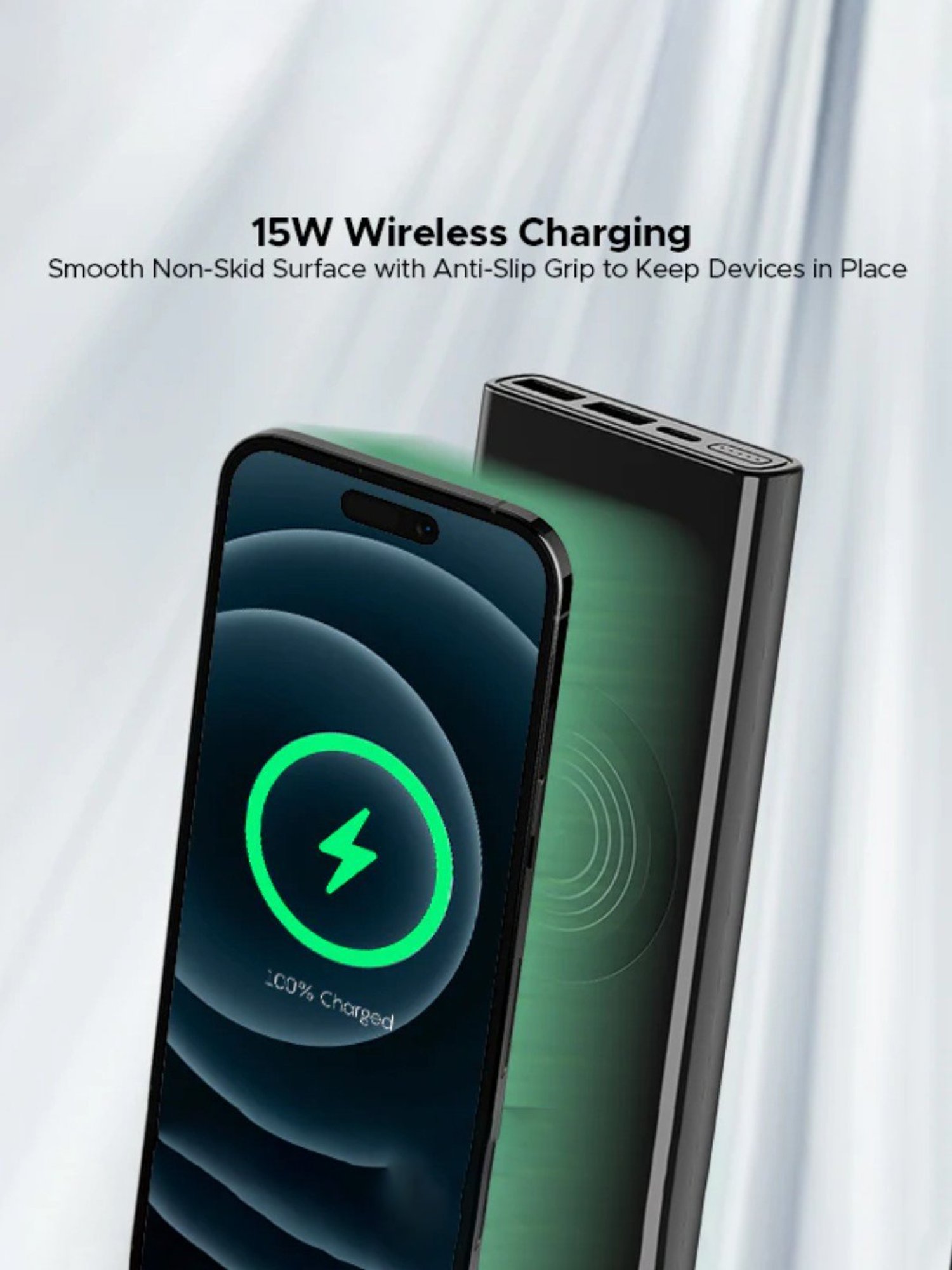 Boat EnergyShroom PB310 10000mAh Wireless Pro Powerbank with 15W Wireless Charging (Black)