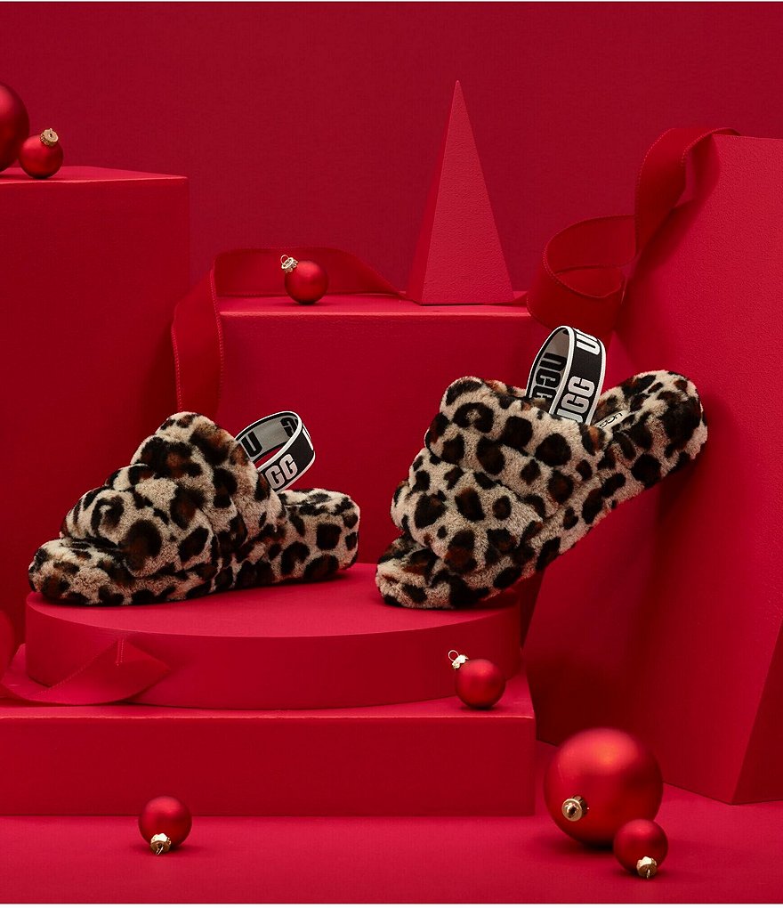 UGG&reg; Fluff Yeah Leopard Print Fur Slides