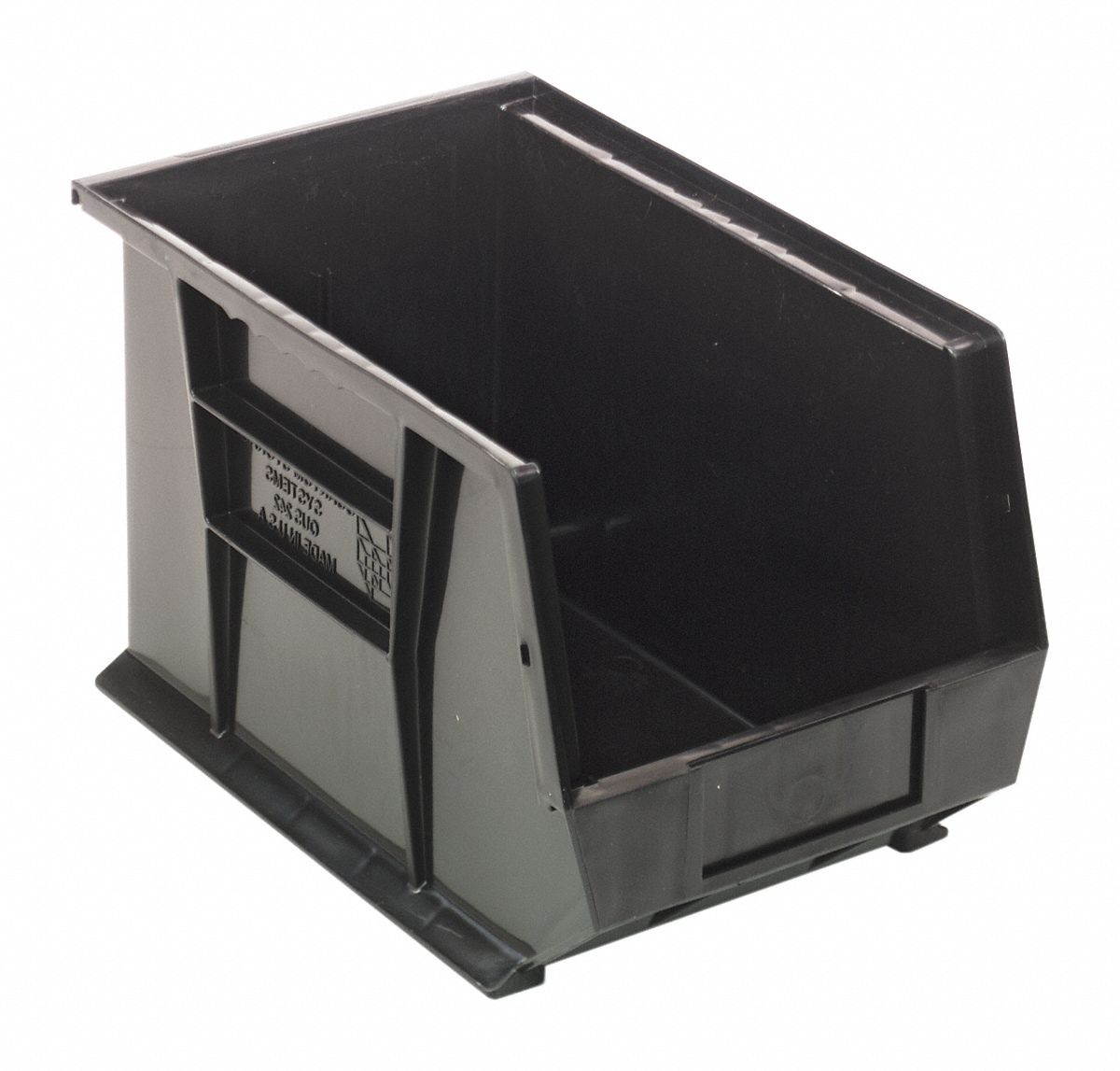 QUANTUM STORAGE SYSTEMS QUS242BK Black Hang and Stack Bin, 13-5/8"L x 8-1/4"W x