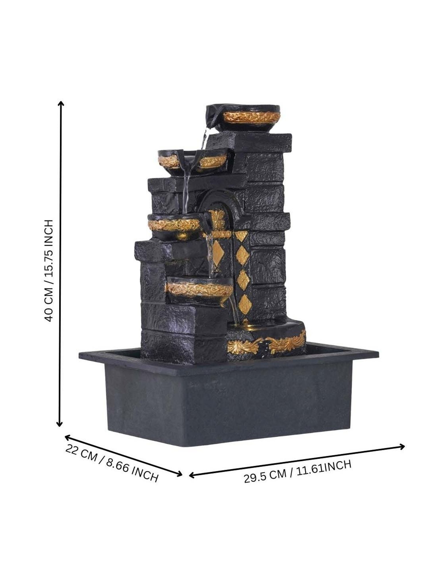 CHRONIKLE Chocolate Polyresin Table Top 4 Steps Waterfall Fountain