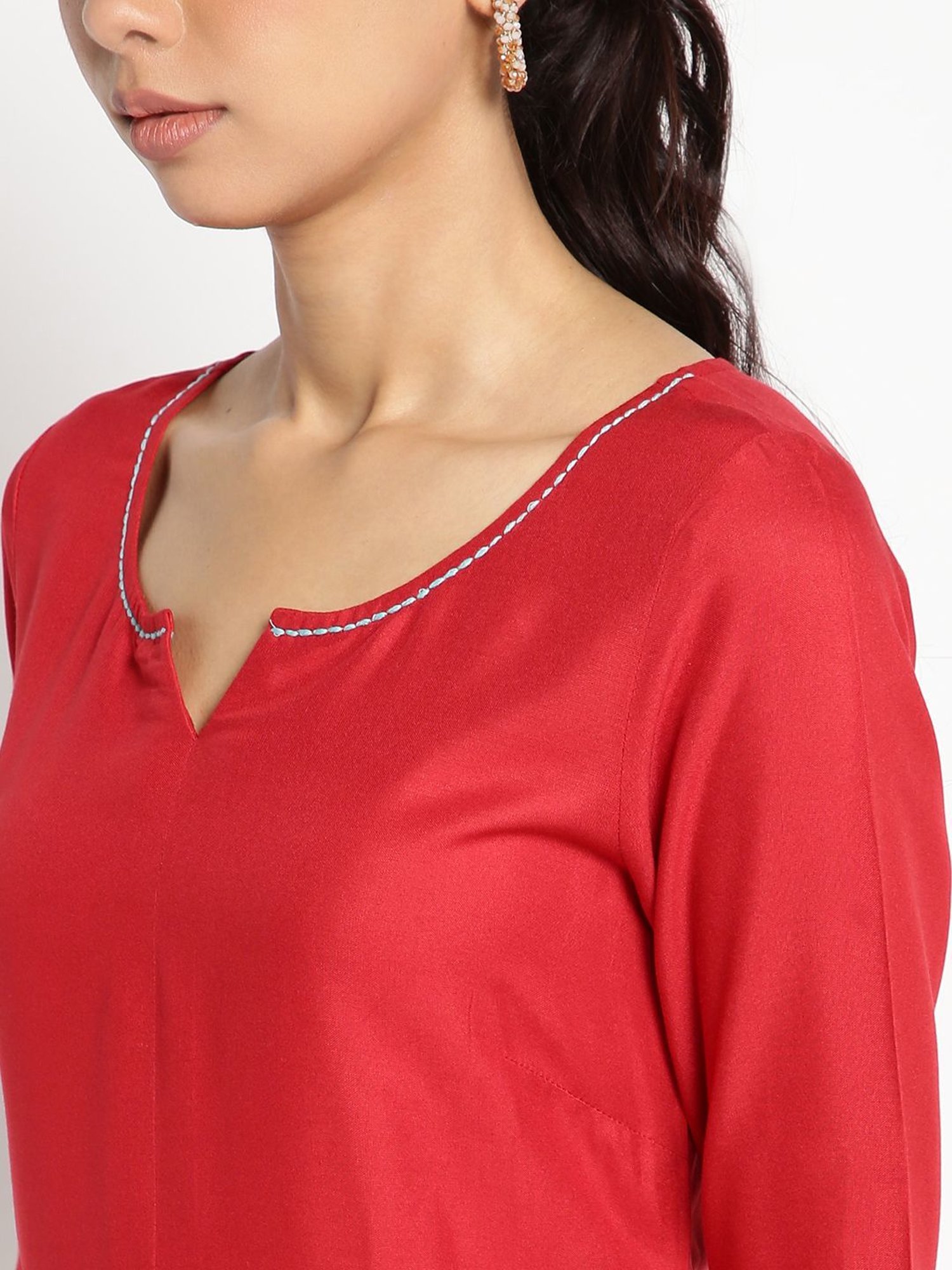 Aurelia Red & Blue Kurta Palazzo Set