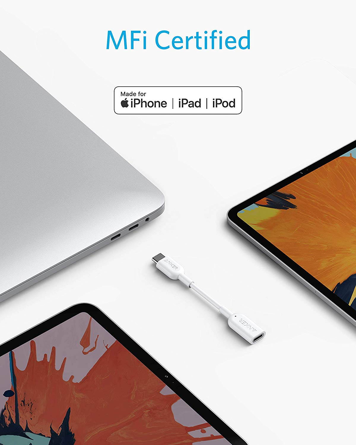 Anker USB-C to Lightning Audio Adapter  fit for iPhone, iPad Pro, Mac, or Windows 10 computer