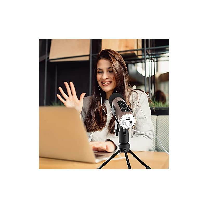 Music Recording Microphone with Desktop Tripod,Condenser Microphone Integrated Reverb Sound Effects for Phone Recording,Gaming,Podcasting and Karaoke Singing