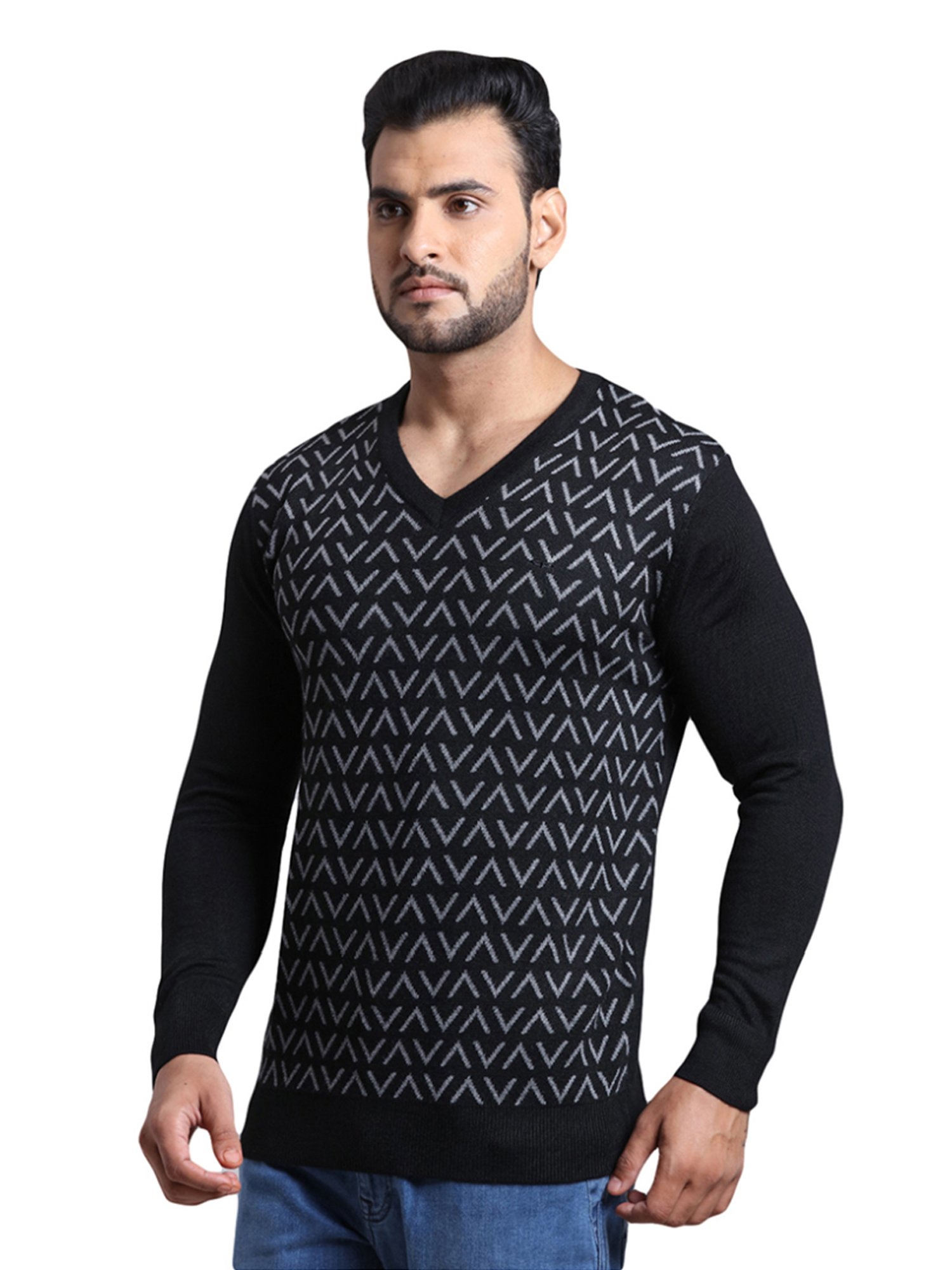 ColorPlus Black Tailored Fit Texture Sweater