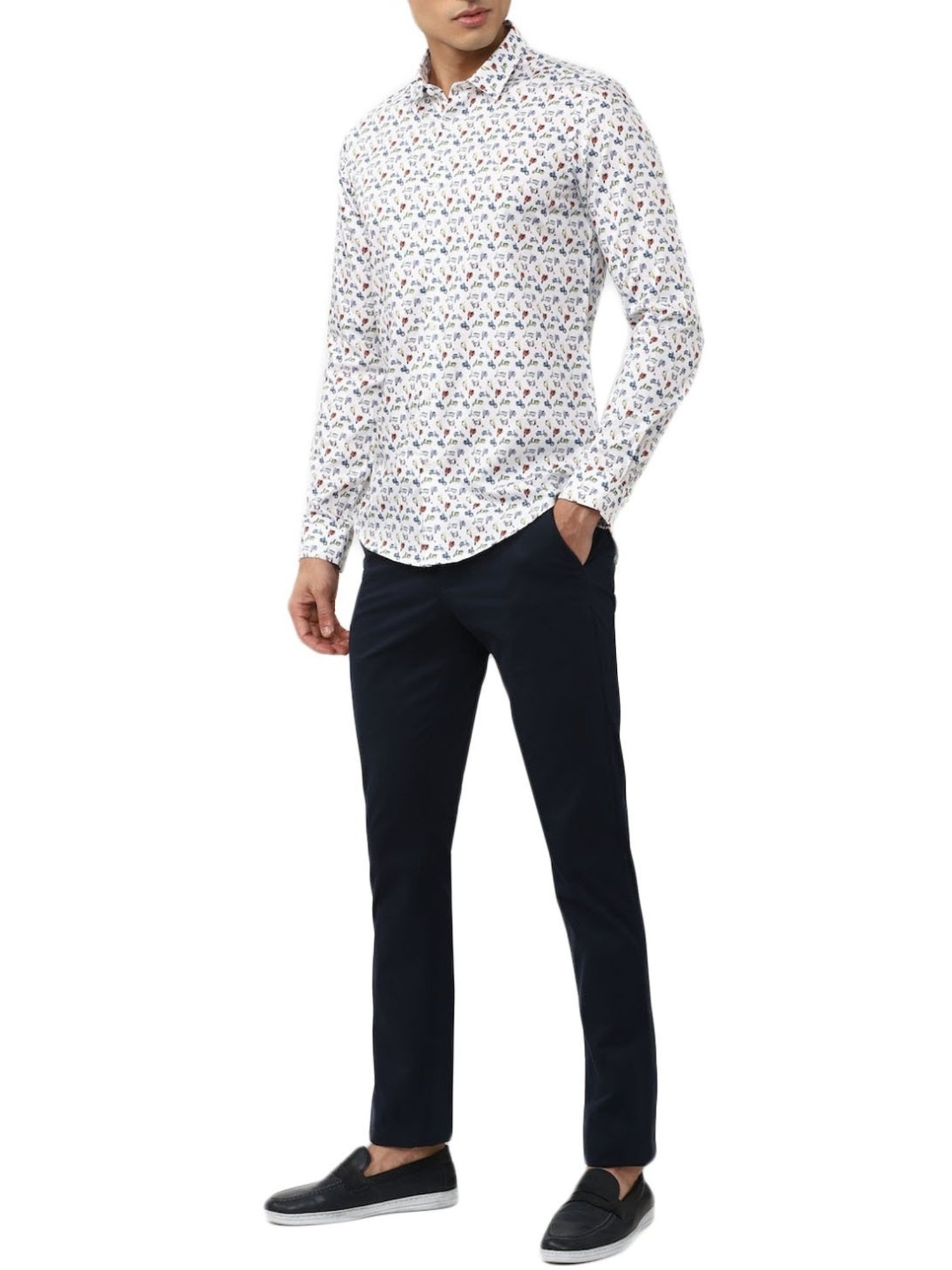 Simon Carter London White Printed Slim Fit Shirt