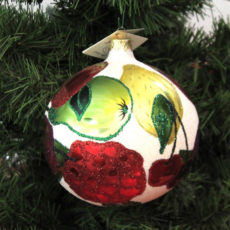 Larry Fraga Mixed Fruit Ornament Ball Apple Pear Grape  -  Tree Ornaments