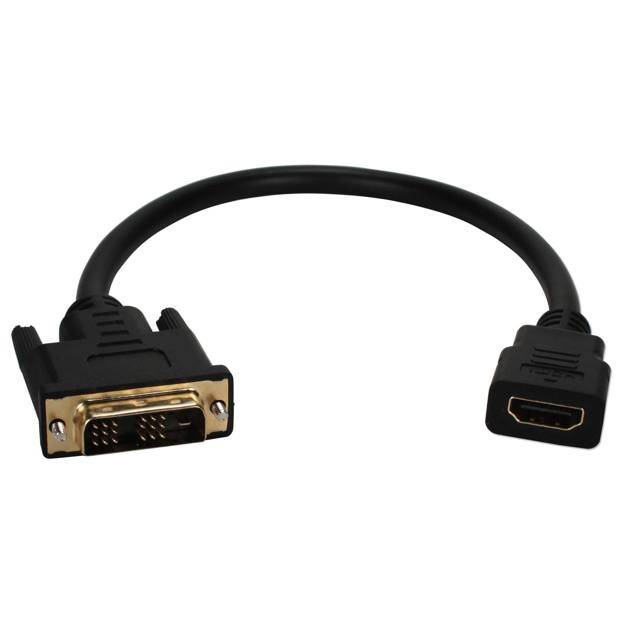QVS HDVIX-1F 1Ft Dvi Male To Hdmi Female 4K Ultrahd Conversion Adaptor Cable