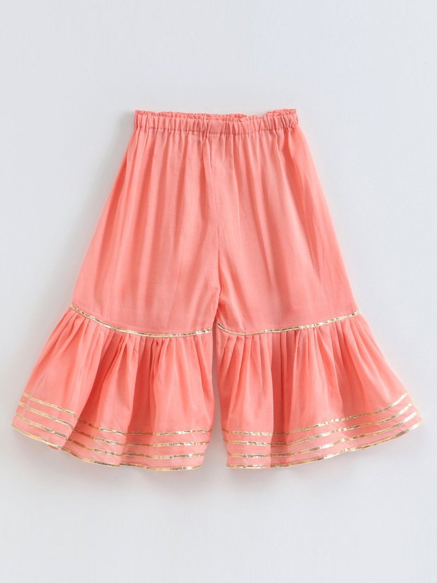 Little Bansi Kids Peach Embroidered Suit Set