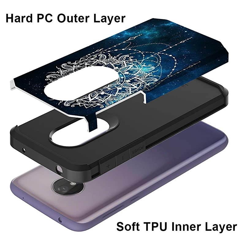 for Moto G7 Power Case, Moto G7 Supra Case, Hybrid Drop Protection Sleek Slim Dual Layer Shockproof Colorful Graphic Armor Case for LG Moto G7 Power/Supra (Galaxy Mandala)