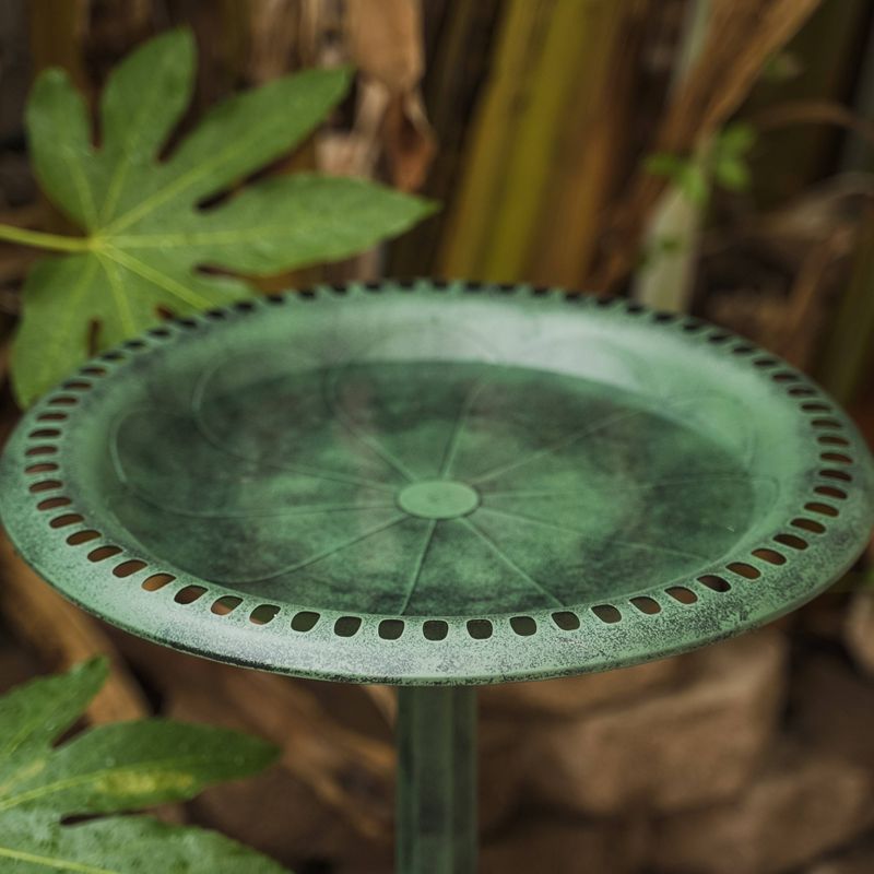 13.5" Classic II Antique Copper Birdbath w/ Rail Mount Bracket - Achla Designs
