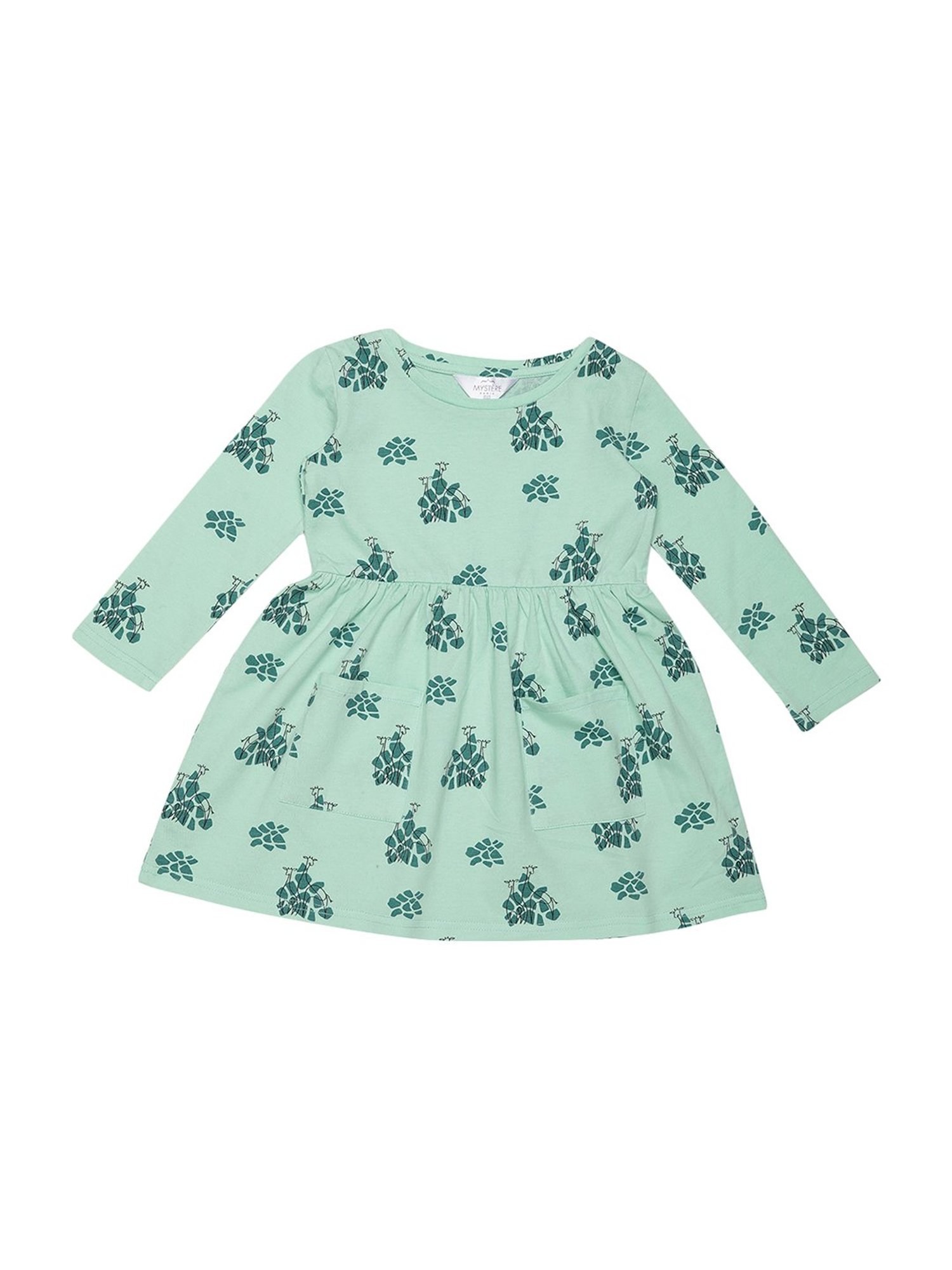 Mystere Paris Kids Green Cotton Printed Sleep Dress