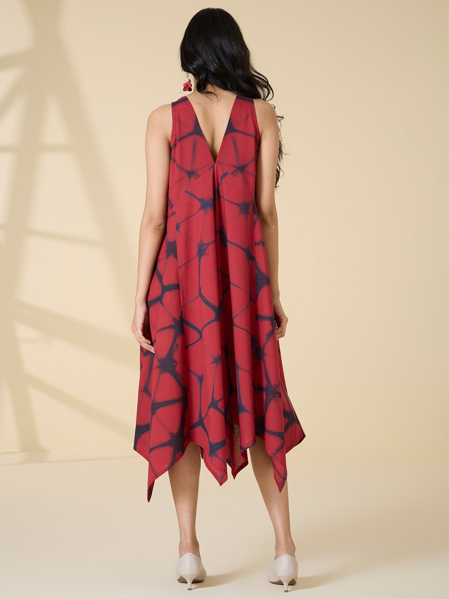 Okhai Red Cotton Tie-Dye Ethnic Dress