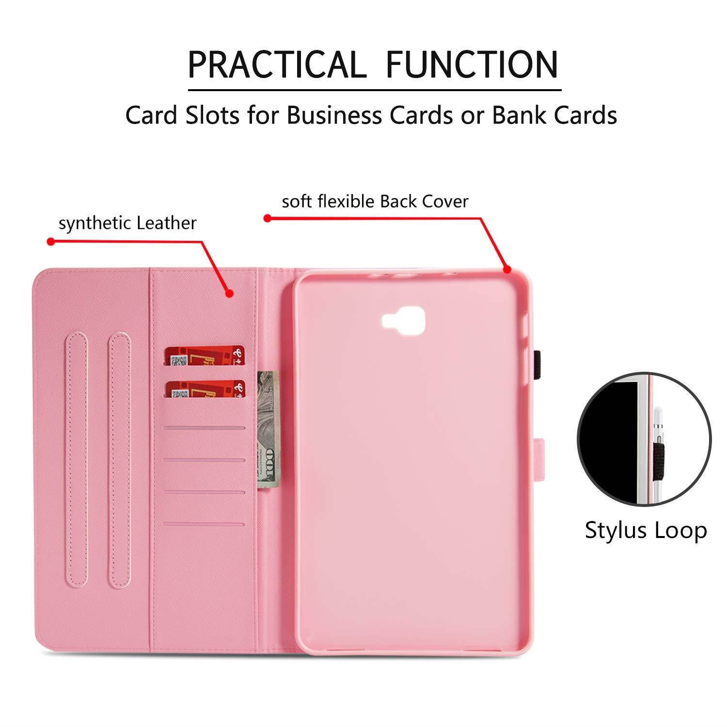 UUcovers Samsung Galaxy Tab A 10.1 Inch T580 Case, Slim Lightweight PU Leather AUTO Wake/Sleep Folio Smart Wallet Case with Cards/Cash Holder for SM-T580/T585-Bear with Balloon