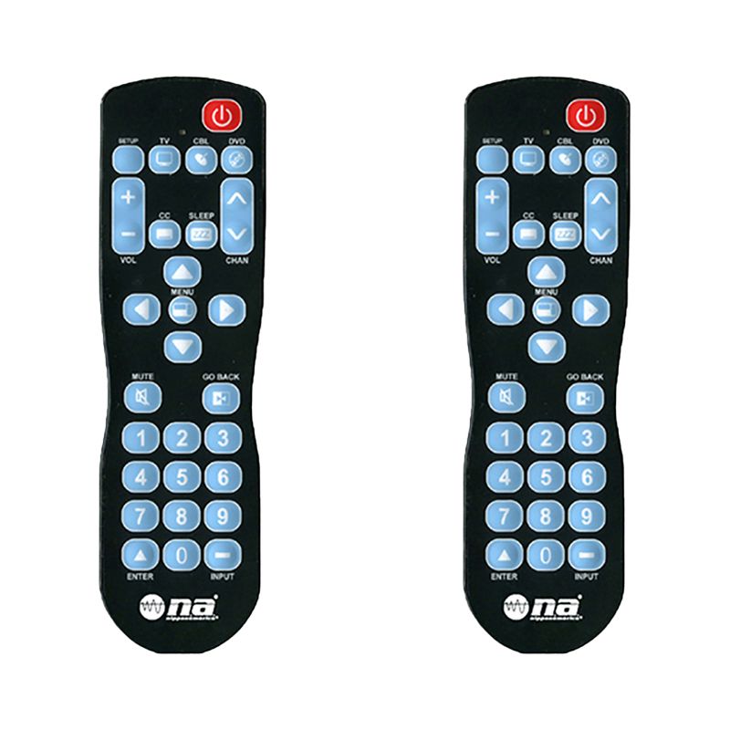 AudioPipe RCN-C931BL NA Video & Audio 1-Wipe Universal TV Remote Control, Black (2 Pack)