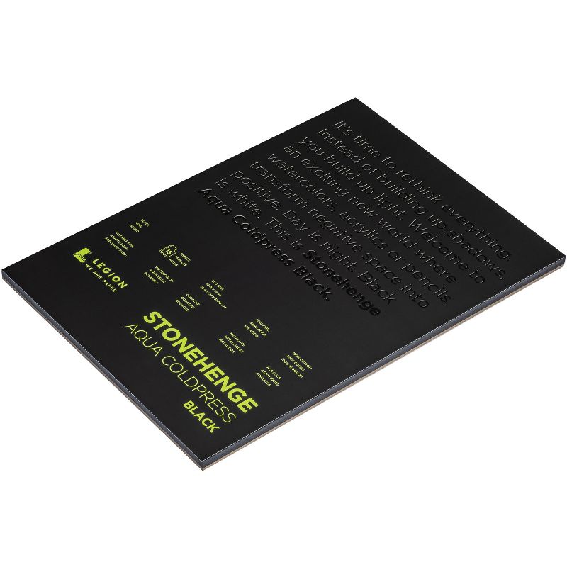 Stonehenge Aqua Block Coldpress Pad 10"X14" 15 Sheets/Pkg-Black 140lb