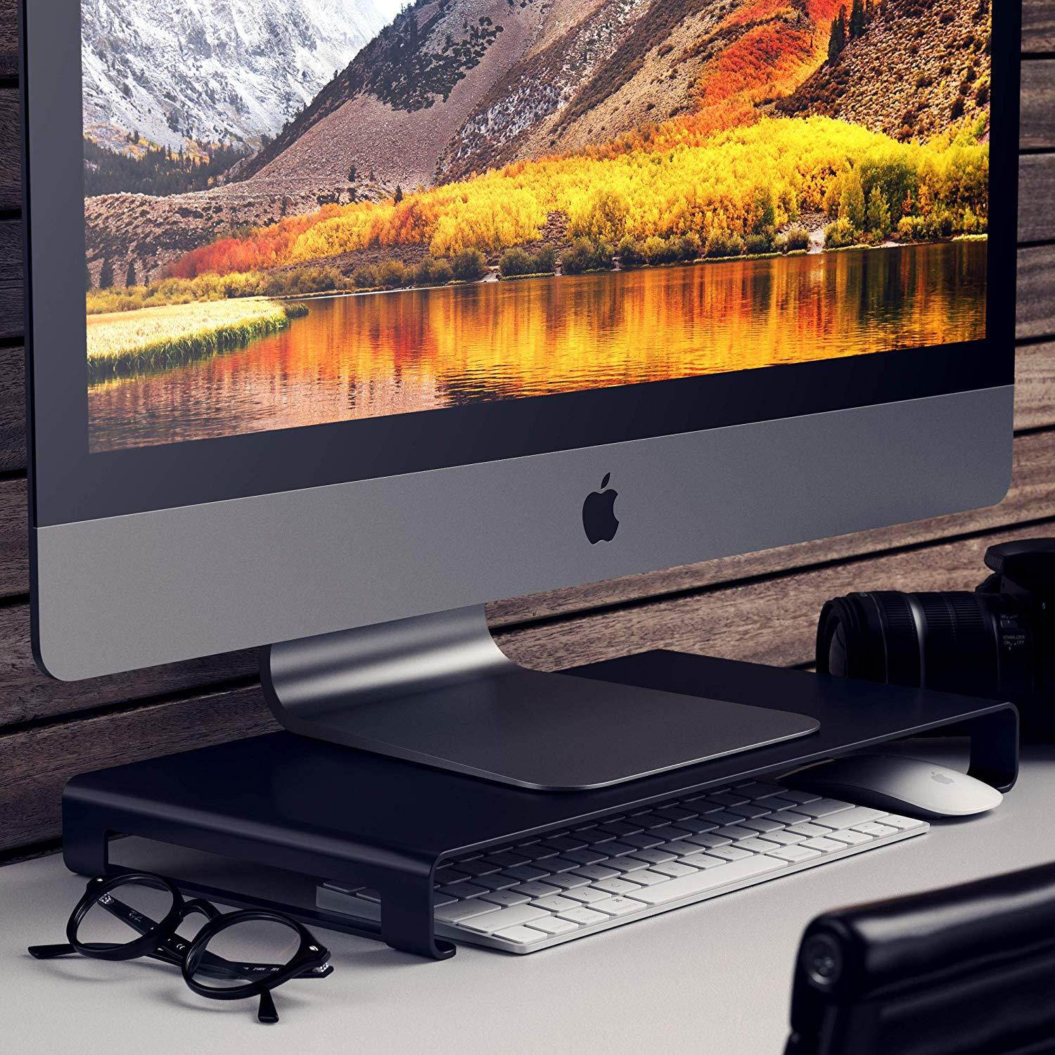 Satechi Aluminum Universal Unibody Monitor Stand - Compatible with 2017/2018 MacBook Pro, iMac Pro, Google Chromebook, Microsoft Surface, Dell, Asus and More (Jet Black)