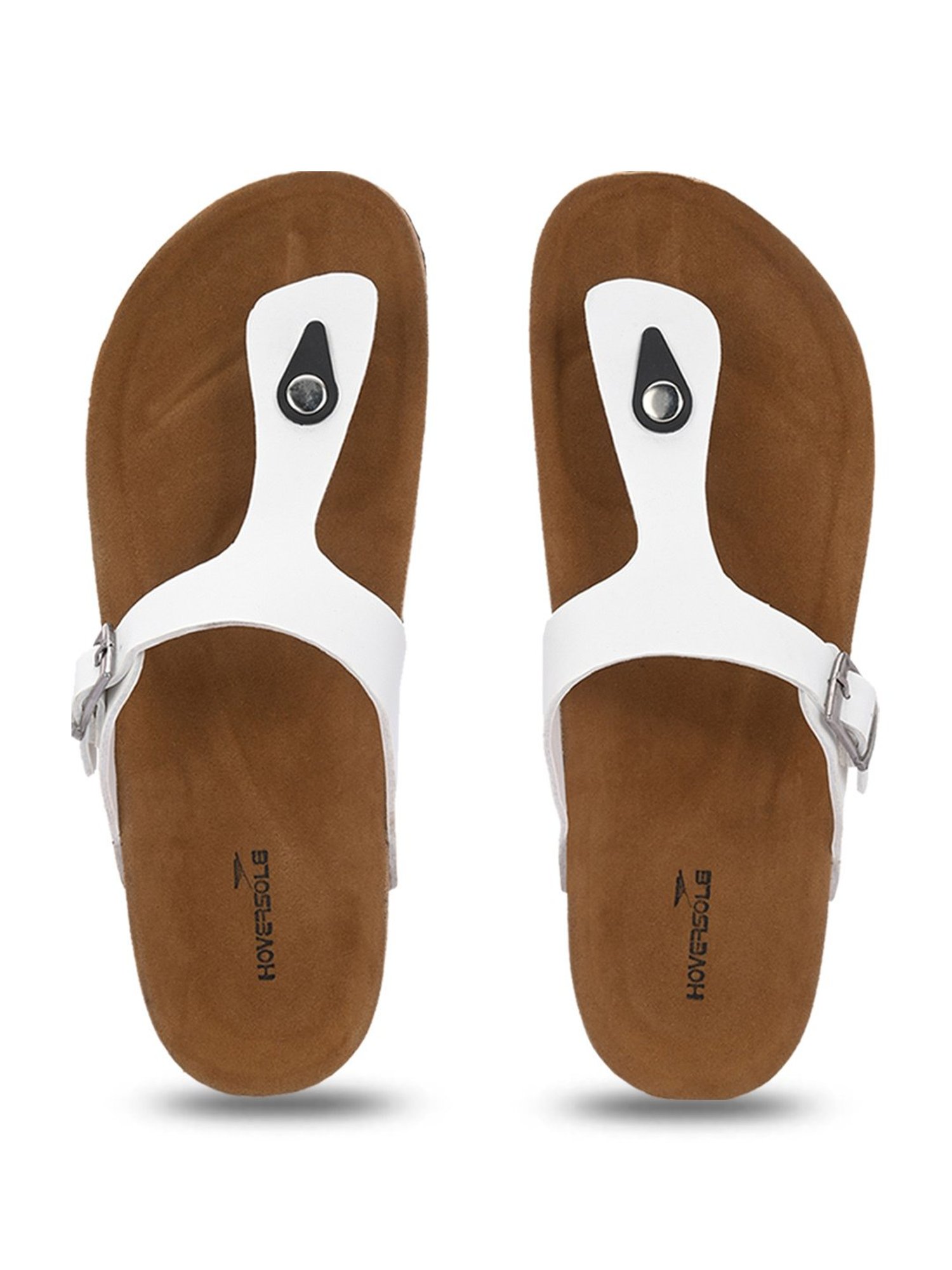 Hoversole Men's White Cork T-Strap Sandals