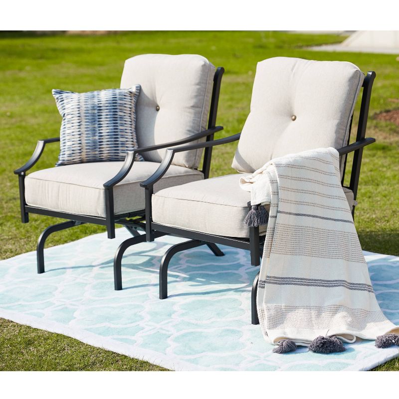 2pc Patio Chairs Steel Patio Seating Sets Cream - Lokatse