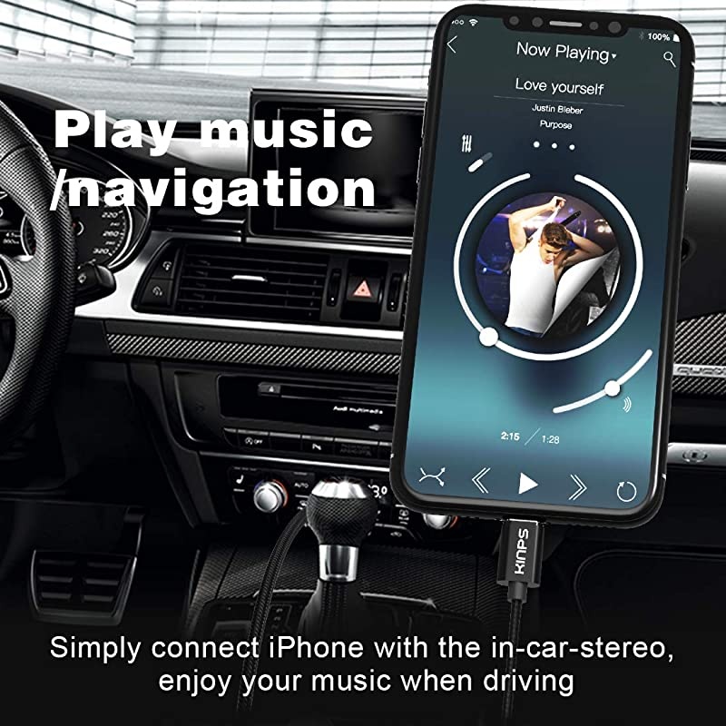 Apple MFI Certified Lightning to 35mm Male Aux Cable 4FT12M Nylon Braided Audio Cord Compatible with iPhone 11 Pro MaxXsXRX87 Car Stereo Home Stereo and More Black2 Pack