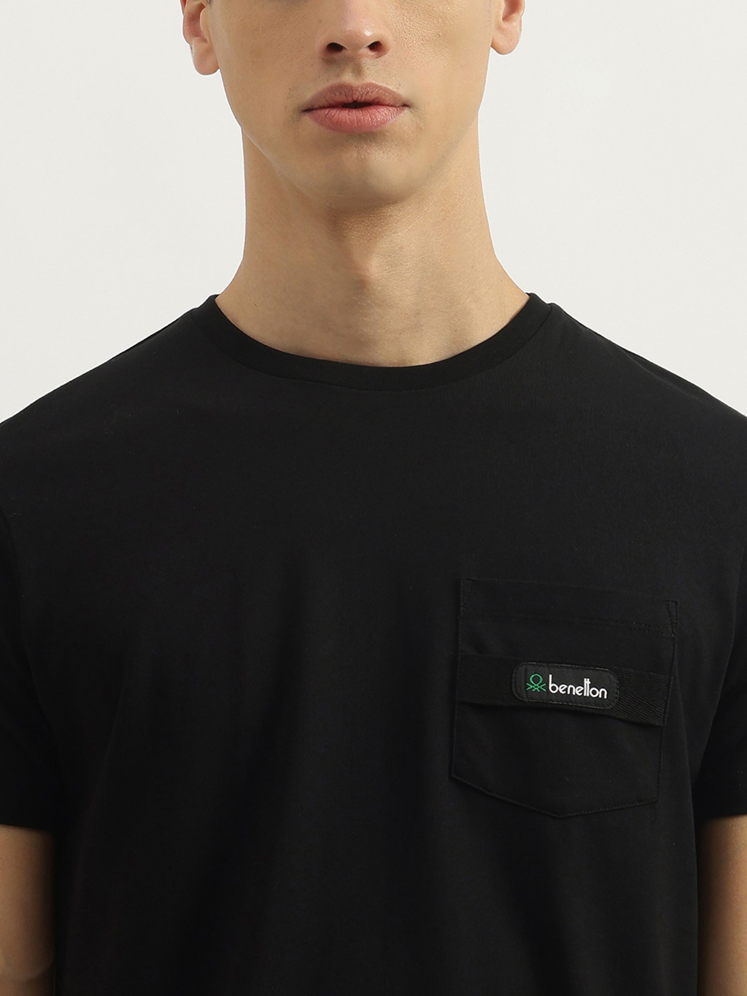 United Colors Of Benetton Black Pure Cotton Regular T-Shirt