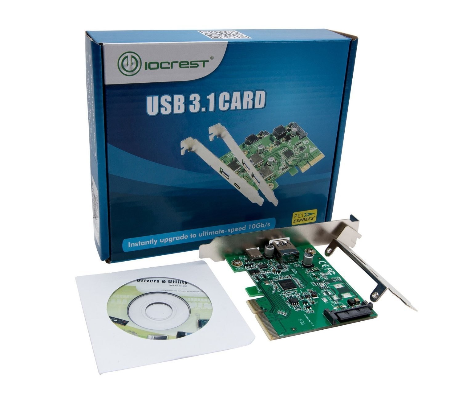 IO Crest IOCrest USB 3.1 Gen II 10Gbps 2-Port Full-Duplex Controller X4 Slot Card Type-C and Type-A Ports Components Other SI-PEX20189