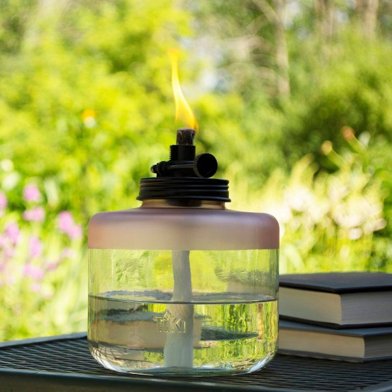 Frosted Glass Tabletop Outdoor Adjustable Flame Torch - TIKI