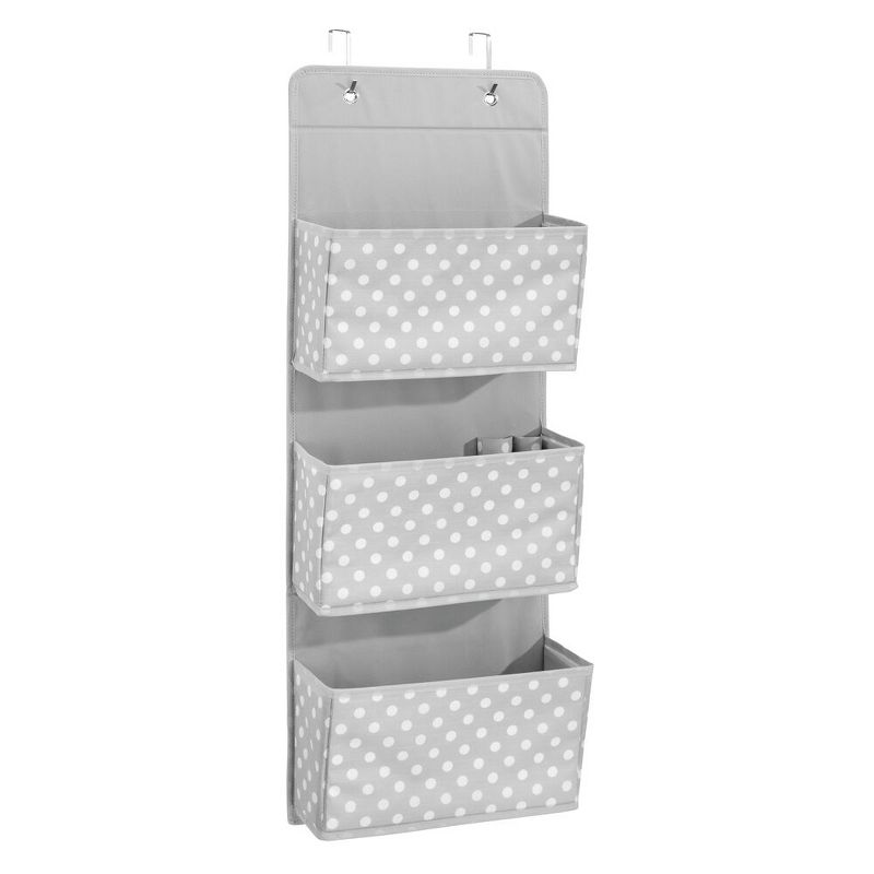 mDesign Fabric Over Door Hanging Storage Organizer, 3 Pocket, 2 Pack, Gray/White