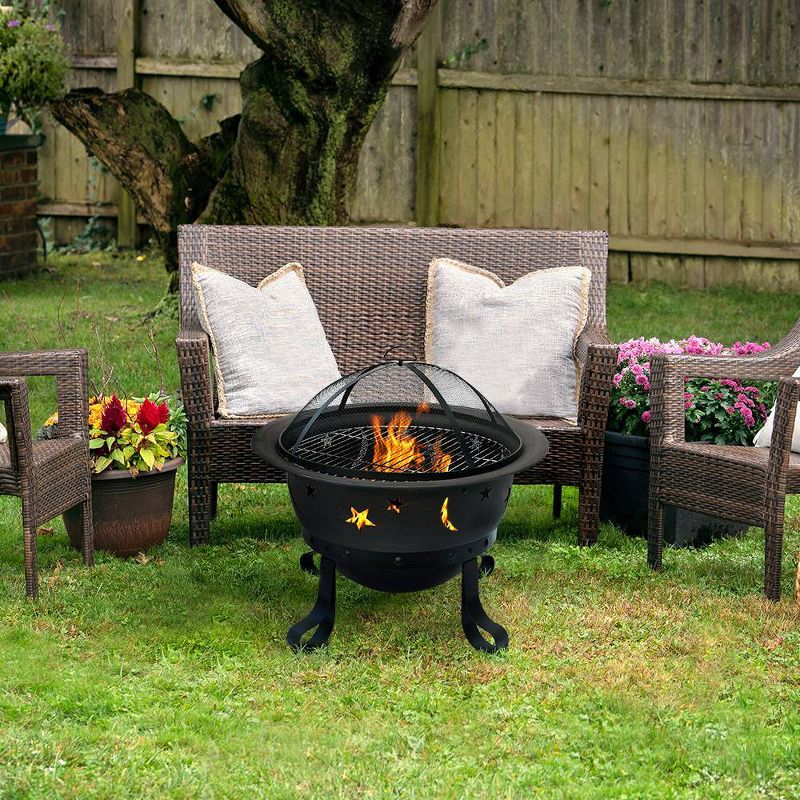 Oil Rubbed Bronze Outdoor Wood Burning Firebowl with Stars & Moon - Endless Summer