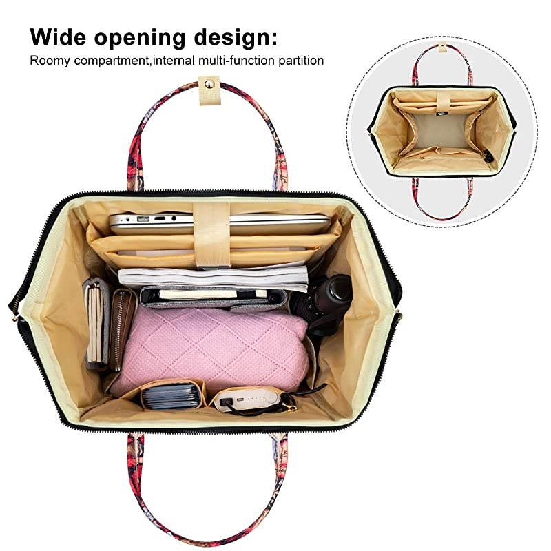 Laptop Backpack 156 Inch Wide Open Computer Backpack Water Resistant Travel Business Laptop Backpack College School Backpack Laptop Bag with USB Charging Port for Women GirlsFlower4