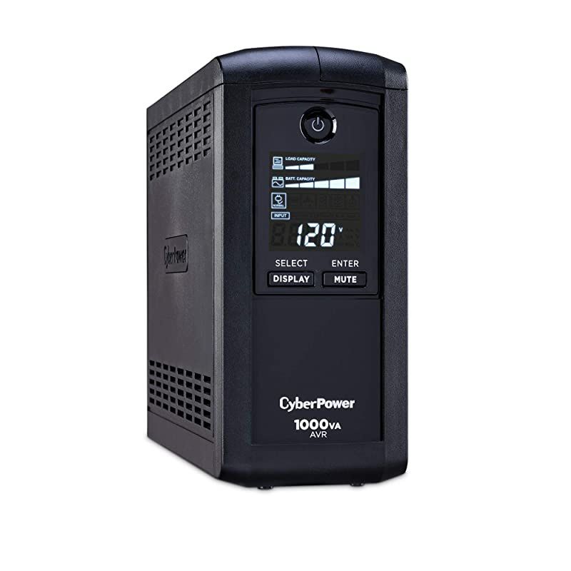 CP1000AVRLCD Intelligent LCD UPS System 1000VA600W 9 Outlets AVR MiniTower Black