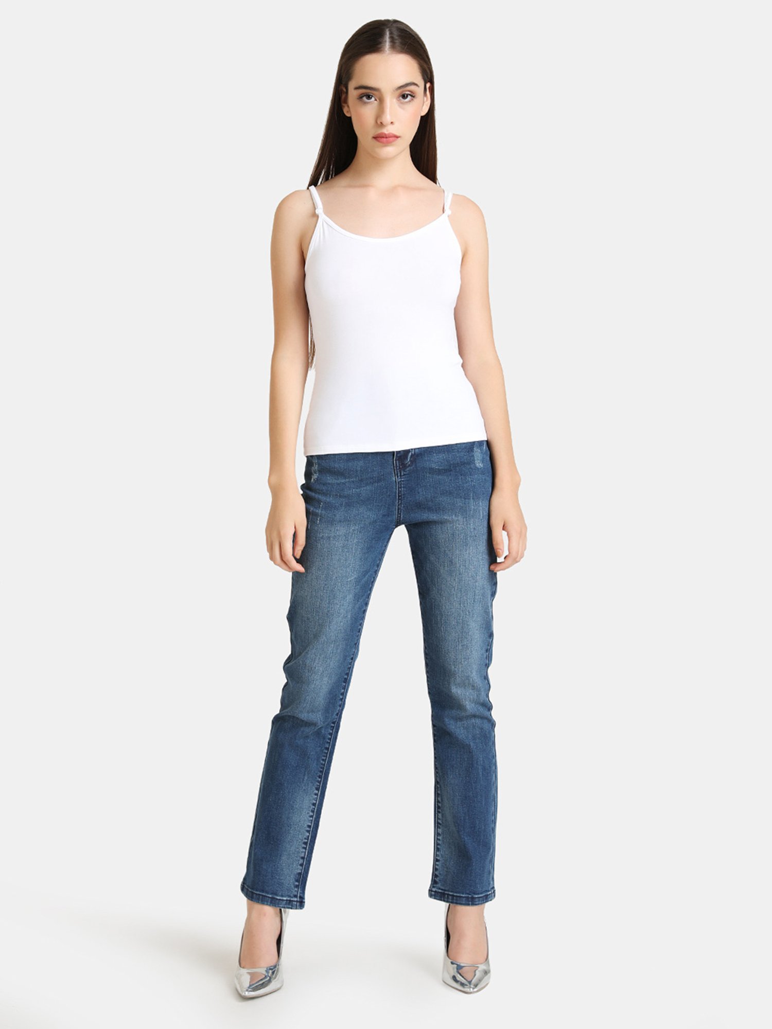 Kazo White Full Coverage Non-Padded Camisole