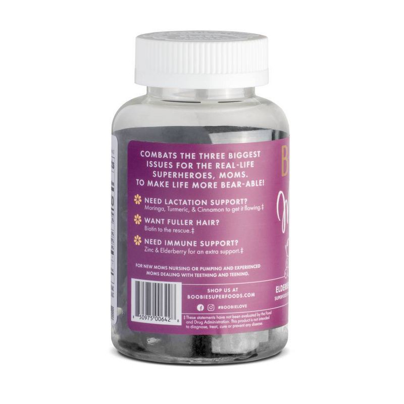 BoobieBears Superfood Lactation Gummies, Elderberry and Zinc -1 Bottle - 45ct Gummies
