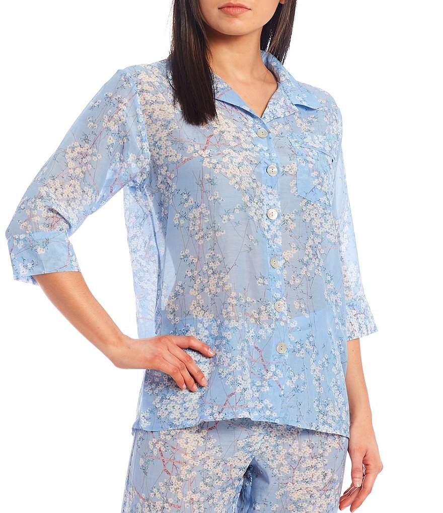 Papinelle Cherry Blossom Woven Cropped Coordinating Pajama Set