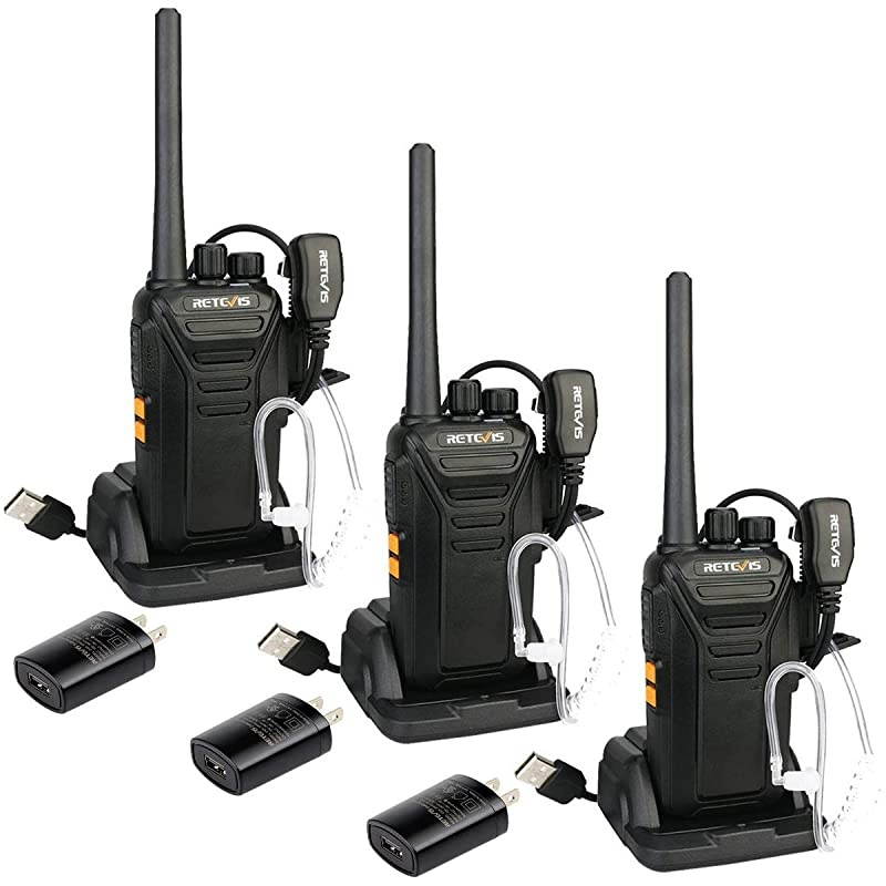 RT27 Walkie Talkies Adults Long Range Rechargeable Two Way Radio USB 1100 mAh 22 CH Scan VOX 2 Way Radio with Earpiece Covert3 Pack