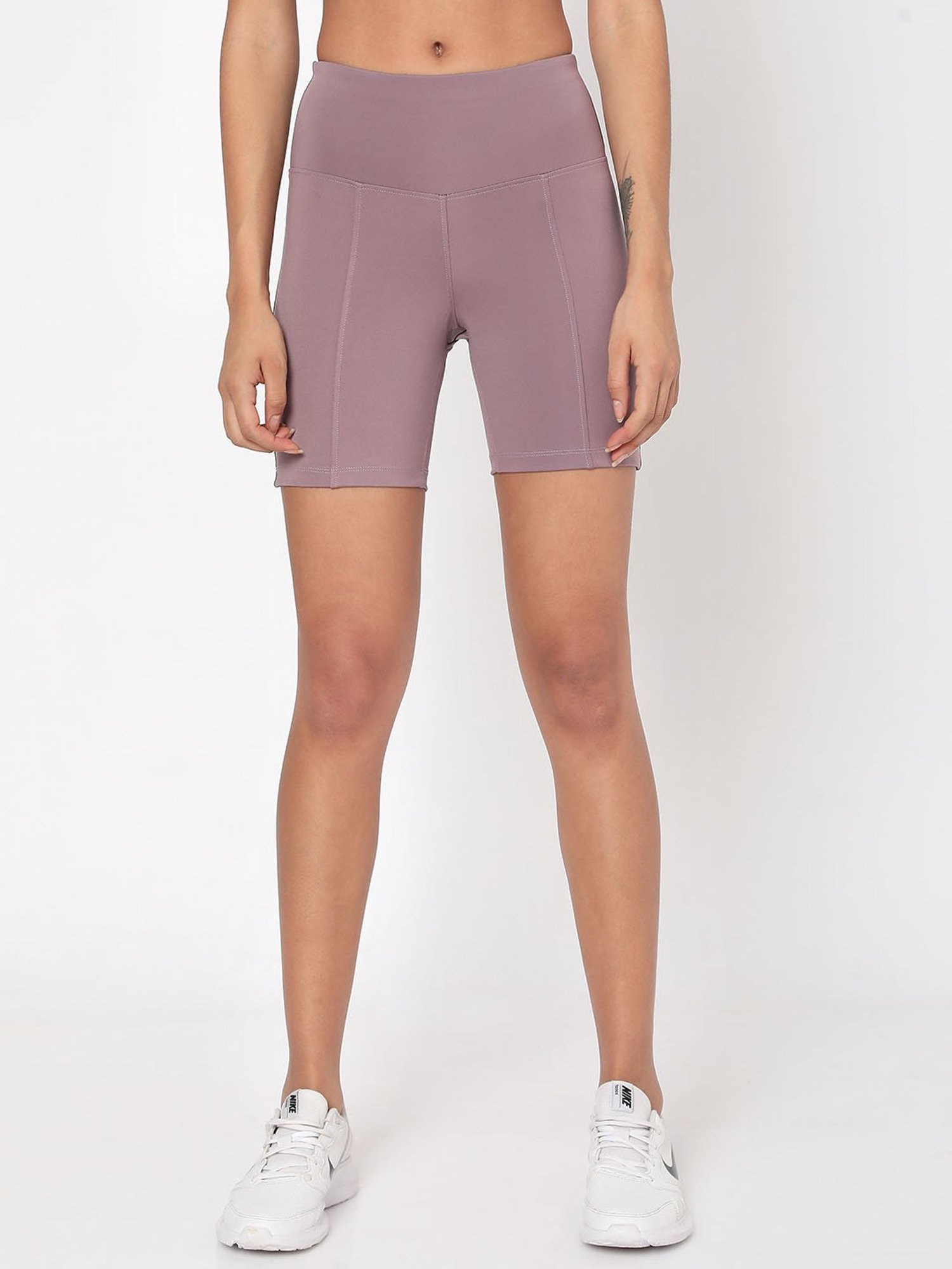 SILVERTRAQ Mauve Polyester Relaxed Fit Cycling Shorts