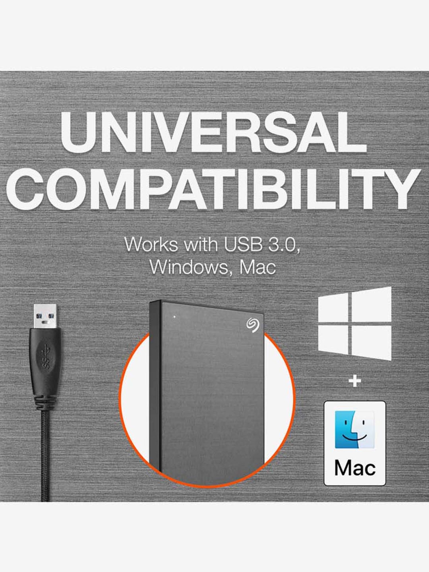 Seagate One Touch 2TB External HDD with Password -Gray for Win & Mac - STKY2000404