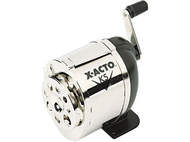 X-ACTO 1031 Model KS Manual Pencil Sharpener, Table- or Wall-Mount, Black/Chrome