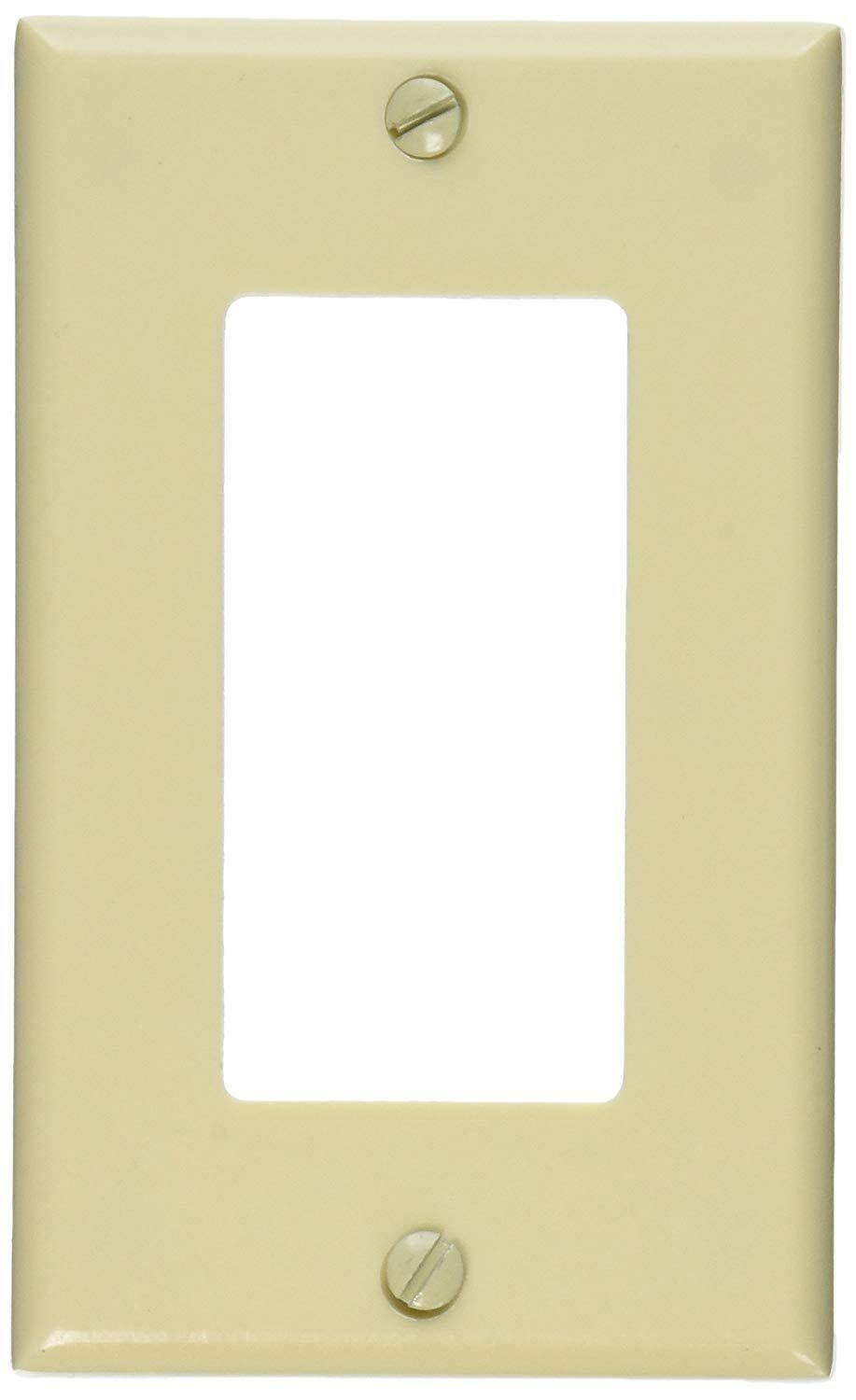 Leviton 80401-I 25PK Decora/GFCI 1 Gang Wallplate/Faceplate Smooth Plastic Ivory
