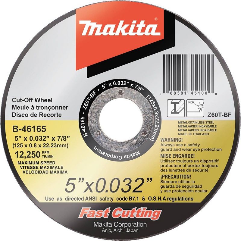 Makita B-46165-25 5 in. x .032 in. x 7/8 in. Ultra Thin Cut-Off Grinding Wheel (25-Pack)