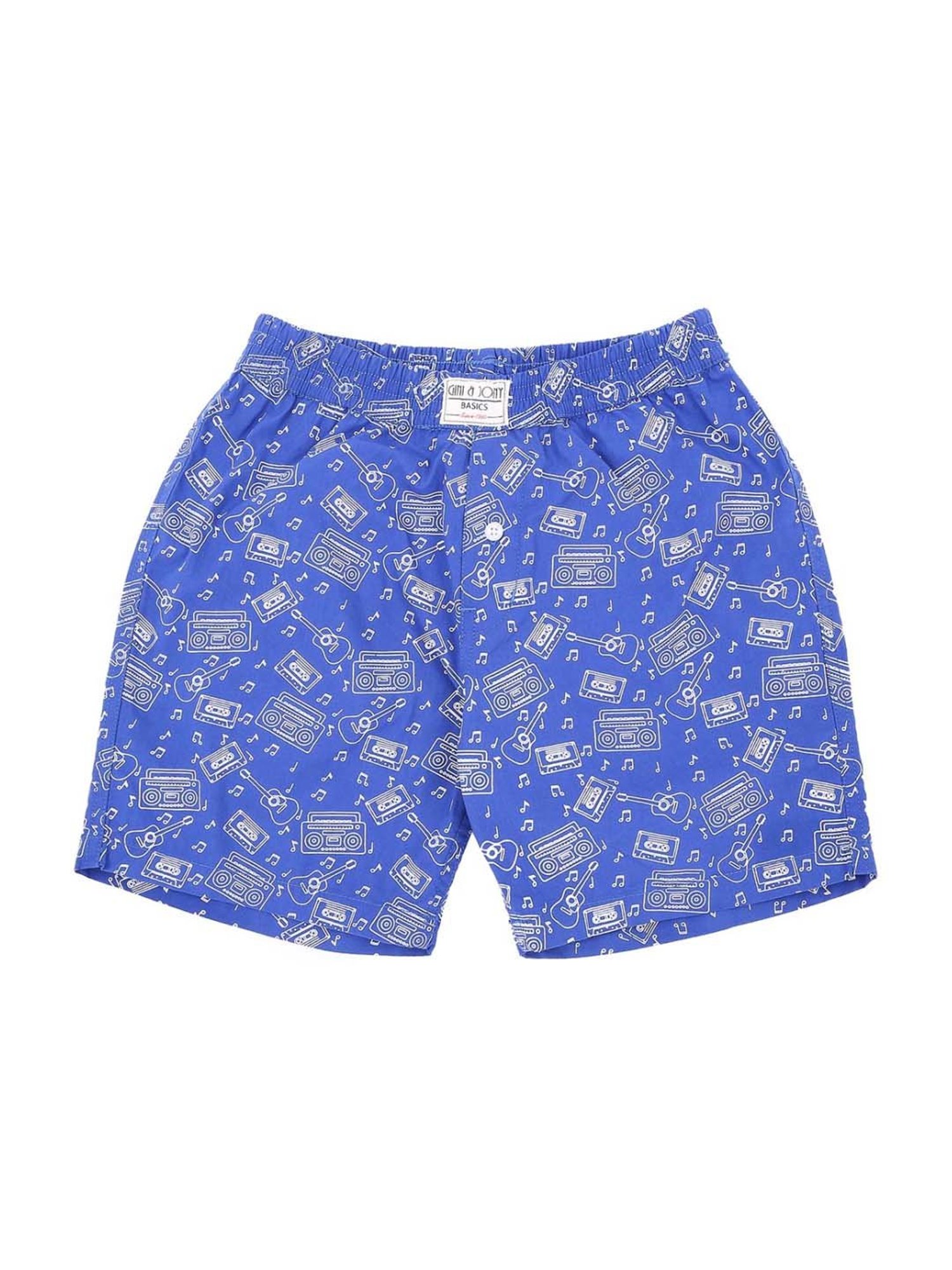 Gini & Jony Kids Blue Cotton Graphic Boxer Shorts