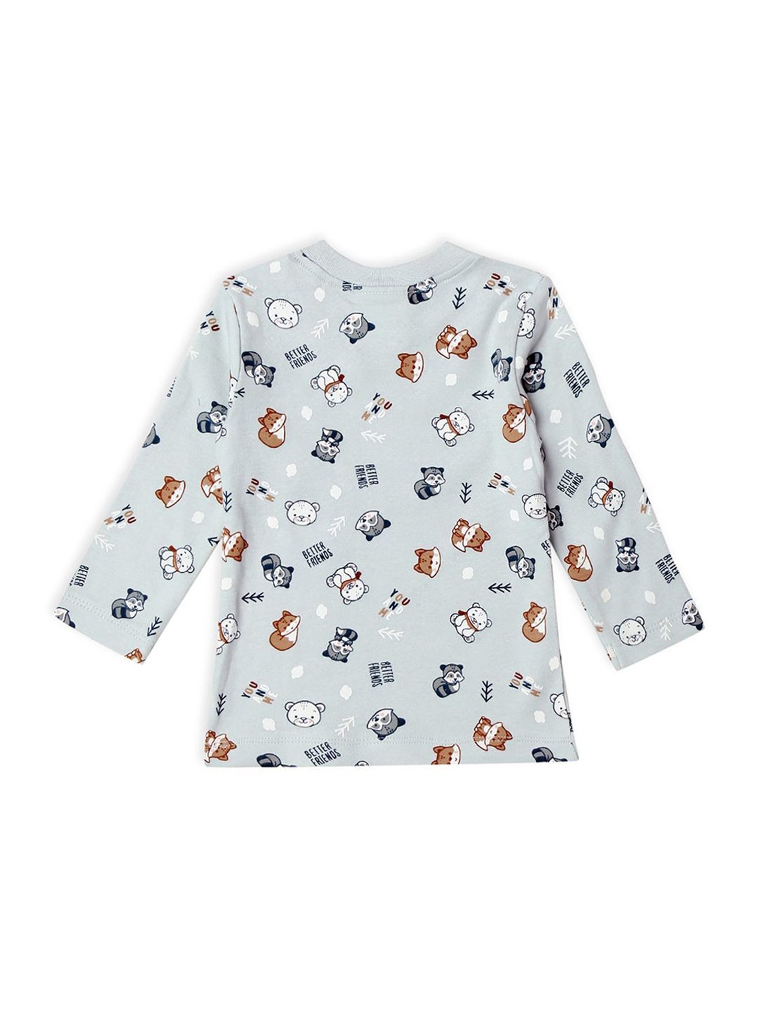 MiArcus Kids Blue & Brown Cotton Printed Full Sleeves T-Shirt