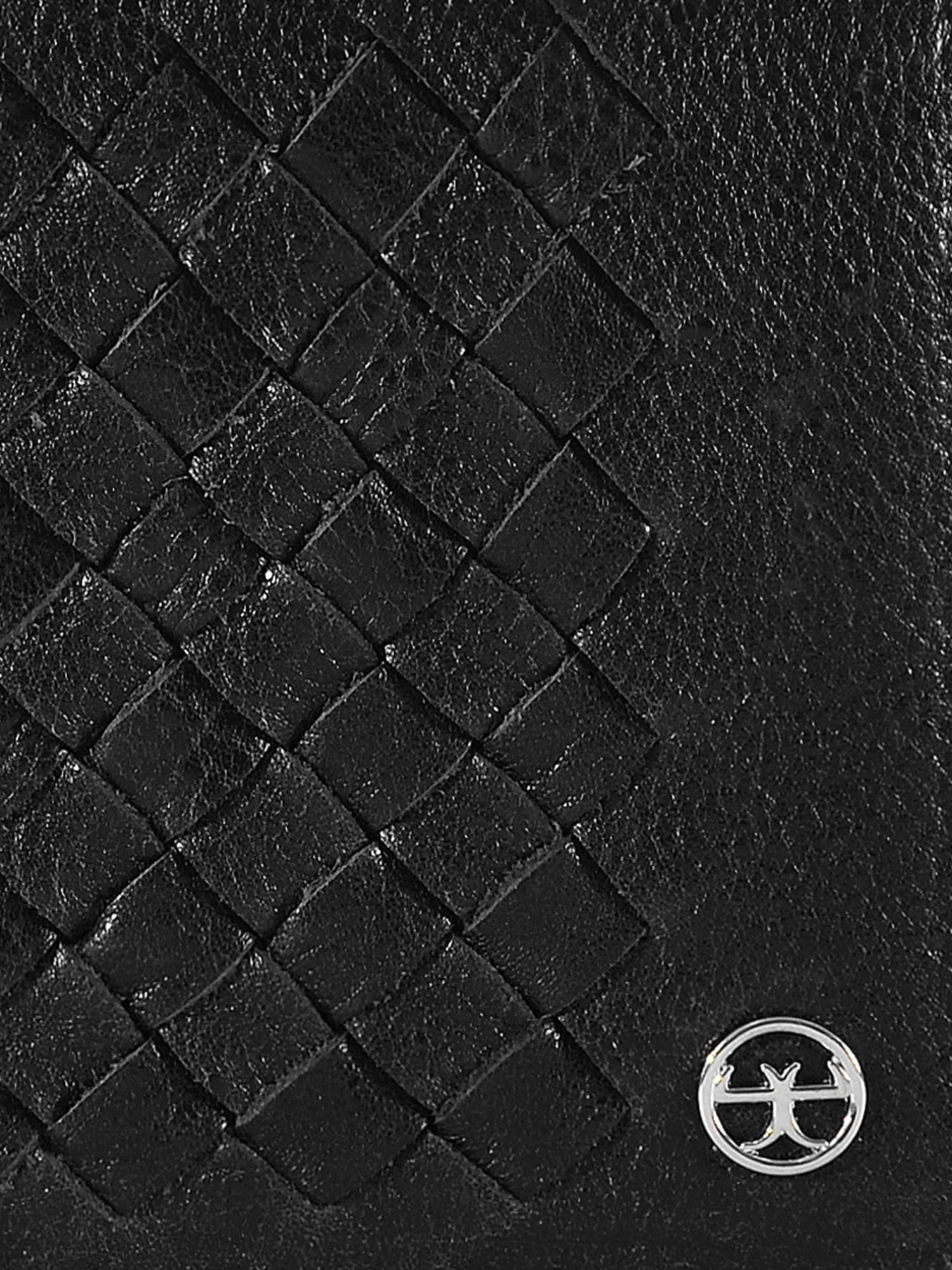 Eske Black Woven Leather Bi-Fold Wallet for Men