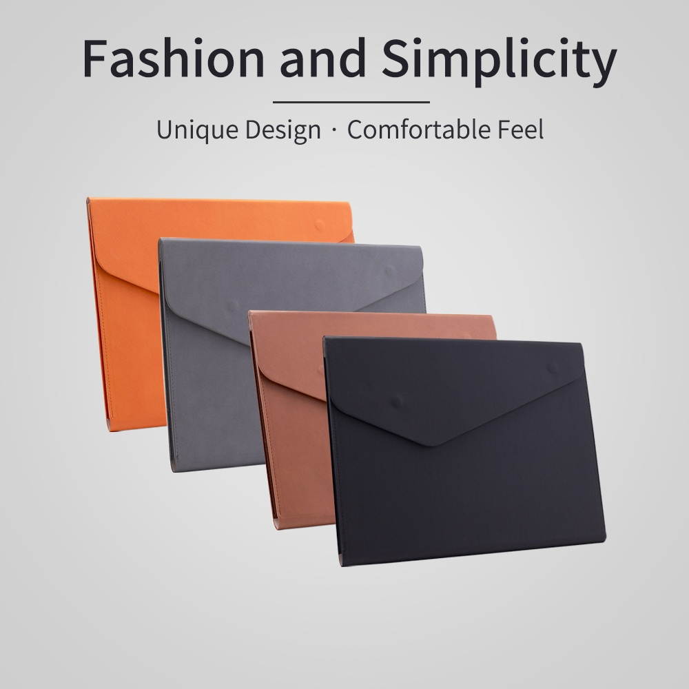 A4 File Bag PU Leather Document Pouch Paper Portfolio Contract Invoice Bill Storage Organizer with Magnetic Buckle for Office School Supplies