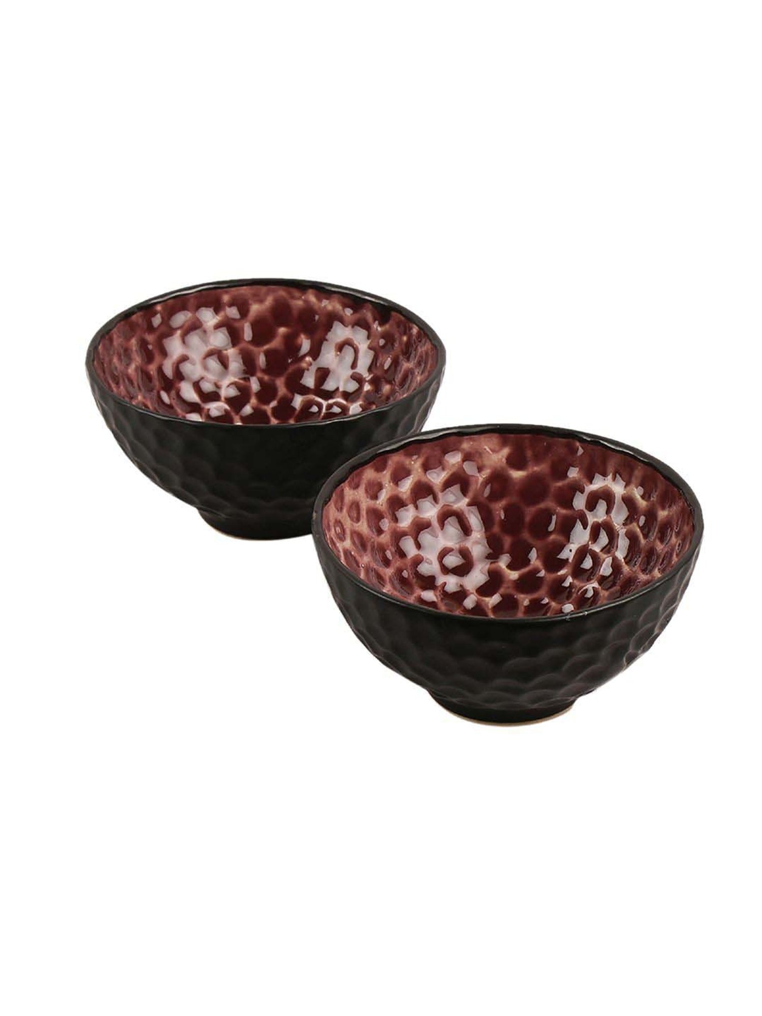 VarEesha Color Tones Black & Brown Ceramic Serving Bowl (0.2 L) - Set of 2