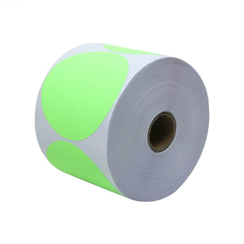 Circle Dot Round Labels Stickers Color Code Coding Garage Yard Sale Blank Write-on Inventory Bright Fluorescent Green - 3" 300 Labels per Roll [8 Rolls]