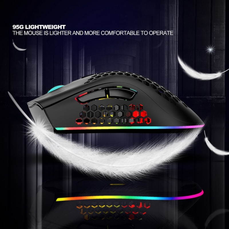 2.4GHz Wireless Mouse USB Rechargeable 1600DPI Adjustable Hollow Out Honeycomb RGB Optical Mouse Gamer Mice