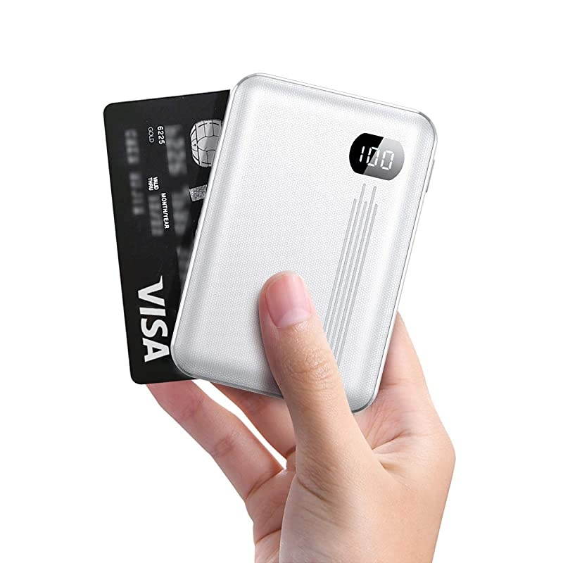 Portable Charger, One of The Smallest 10000mAh 3A PD 3.0 Power Bank QC 3.0,  18W Fast Charge Phone Battery Pack Tri-Output,[LED Display] Phone Charger Compatible iPhone 12, iPad, Samsung Galaxy